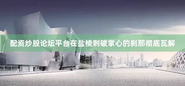 配资炒股论坛平台在盐棱刺破掌心的刹那彻底瓦解
